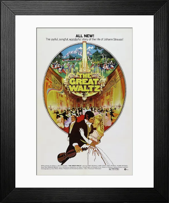 Framed Print : THE GREAT WALTZ, US poster, front from left: Horst Buchholz, Mary Costa, 1972 Framed Print : THE GREAT WALTZ, US poster, front from left: Horst Buchholz, Mary Costa, 1972
