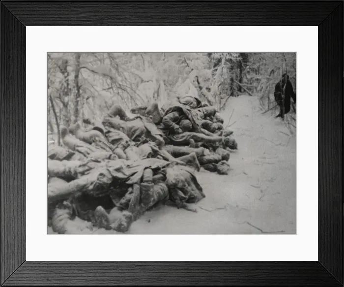 Framed Print : Frozen bodies of dead Soviet (Russian) soldiers killed in the Russo-Finnish War. Ca. Nov. 1939-March 1940. World War 2. (BSLOC_2014_8_56)