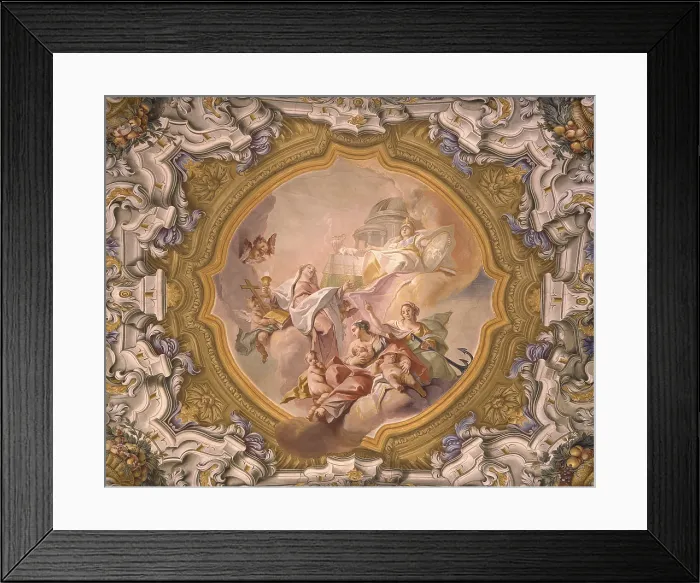 Framed Print : Glory of Religion and Faith, Hope and Charity, by Carlo Innocenzo known as Carlone or Carloni, 18th century, fresco. - Italy, Lombardy, Monza, Cathedral. Whole artwork view Framed Print : Glory of Religion and Faith, Hope and Charity, by Carlo Innocenzo known as Carlone or Carloni, 18th century, fresco. - Italy, Lombardy, Monza, Cathedral. Whole artwork view