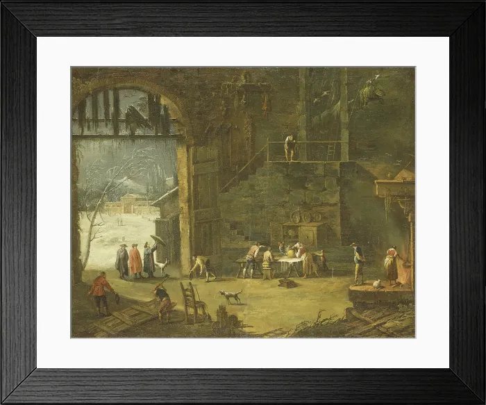 Framed Print : Winter, by Antonio Diziani, 1750 - 1797 ca, 18th century, oil on canvas. - Italy, Veneto, Padua, Civic Museums. Whole artwork view. Craftsmen at work in a shop Framed Print : Winter, by Antonio Diziani, 1750 - 1797 ca, 18th century, oil on canvas. - Italy, Veneto, Padua, Civic Museums. Whole artwork view. Craftsmen at work in a shop