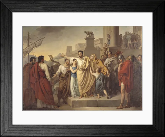 Framed Print : The departure of Regulus to Carthage, by Sigismund Nappi, 1826, 19th century, oil on canvas. - Italy, Lombardy, Milan, Brera Collection. Whole artwork view