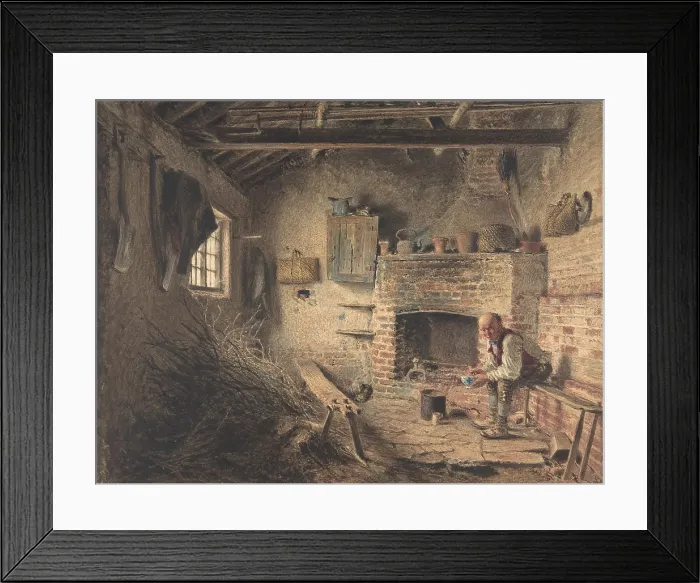 Framed Print : The Woodcutters Breakfast, by William Henry Hunt, 1832-34. The British watercolor is painted over a graphite drawing on paper