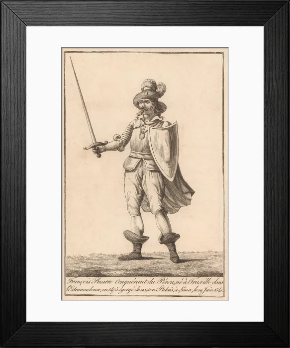 Framed Print : Francisco Pizarro, Spanish conqueror of the Inca Empire of Peru in November 1532. The Spanish military completed the conquest of Peru by subduing Cuzco in November 1533