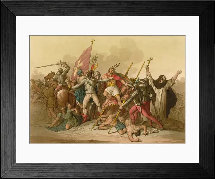 Framed Print : Incan Emperor Atahualpa is taken prisoner within the fortified city of Cajamarca Framed Print : Incan Emperor Atahualpa is taken prisoner within the fortified city of Cajamarca
