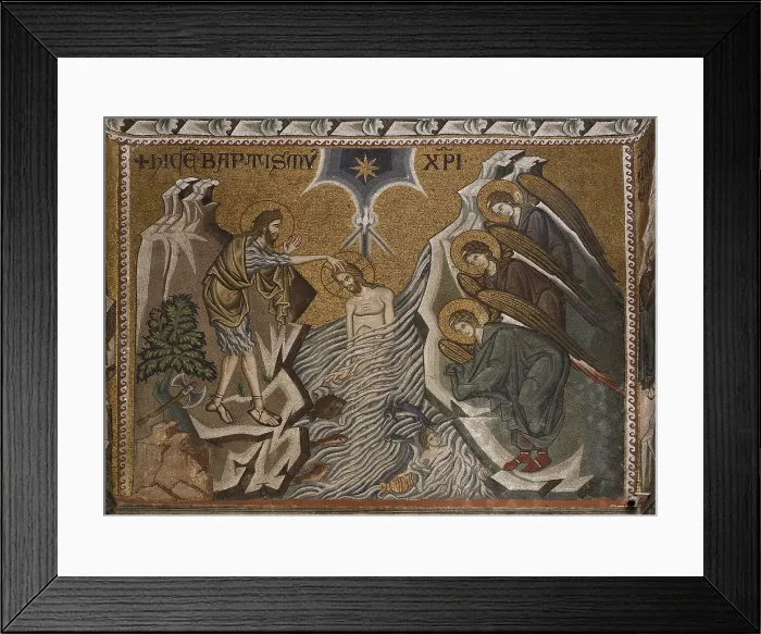 Framed Print : St Marks Basilica, Venice, by Unknown Artist, 10th Century, - Italy, Veneto, Venice, San Marco Basilica. Detail. Entrance of the baptistery. Baptism of Christ Framed Print : St Marks Basilica, Venice, by Unknown Artist, 10th Century, - Italy, Veneto, Venice, San Marco Basilica. Detail. Entrance of the baptistery. Baptism of Christ