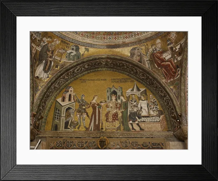 Framed Print : St Marks Basilica, Venice, by Unknown Artist, 10th Century, - Italy, Veneto, Venice, San Marco Basilica. All. Lunette of the Baptistery. Martyrdom of John the Baptist