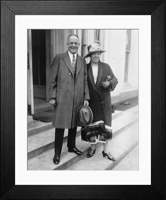 Framed Print : Billy Sunday with wife, Nell, at the White House after calling on President Coolidge, c. 1923-26 (BSLOC_2016_8_121)