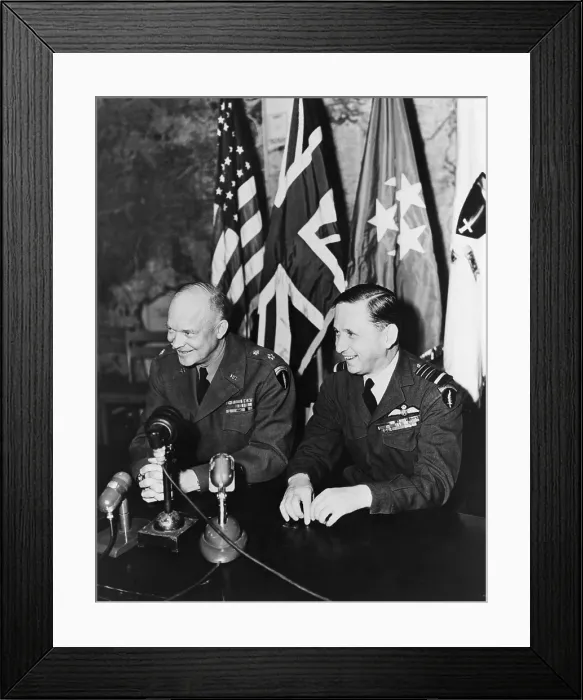 Framed Print : General Dwight Eisenhower announces Germany's unconditional surrender on May 7, 1945 Framed Print : General Dwight Eisenhower announces Germany's unconditional surrender on May 7, 1945