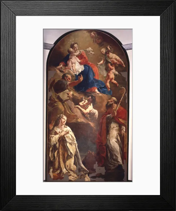 Framed Print : Vergin Mary with Child venerated by St. Gregory the Great, Bishop and St Framed Print : Vergin Mary with Child venerated by St. Gregory the Great, Bishop and St
