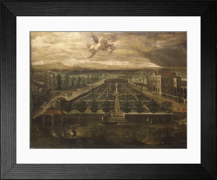 Framed Print : Villa and garden on the banks of a river, by Ludwig Toeput said Pozzoserrato, 16th century. - Italy, Lombardy, Mantua, Palazzo D'Arco. Whole artwork view Framed Print : Villa and garden on the banks of a river, by Ludwig Toeput said Pozzoserrato, 16th century. - Italy, Lombardy, Mantua, Palazzo D'Arco. Whole artwork view