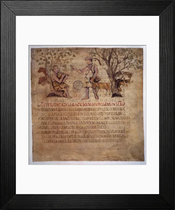 Framed Print : Vergilius Romanus, Works. Vergilius Romanus, Unknown Italian Artist, 5th Century, miniature on parchment - Vatican City, Vatican Apostolic Library. Whole artwork view