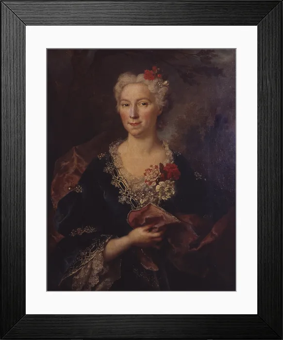 Framed Print : Portrait of a Lady, by Nicolas de Largilliere and collaborators, 18th century, oil on canvas. - Italy, Lombardy, Milan, Brera Collection. Whole artwork view