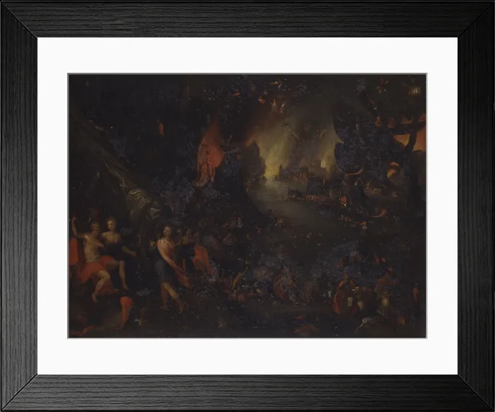 Framed Print : The palace of Pluto, Copy from Jan Bruegel the Elder Bruegel said of the Velvets, 17th century, oil on copper. - Italy, Lombardy, Milan, Brera Collection. Whole artwork view