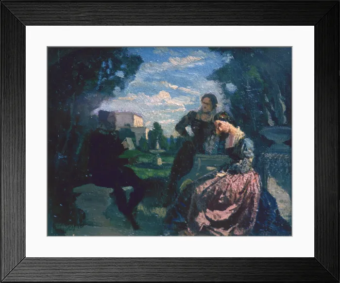 Framed Print : Tasso and Sorrento, by Cristoforo Banti, 19th Century, oil on canvas - Italy, Emilia Romagna, Piacenza, Farnese Palace Civic Collections. Whole artwork view
