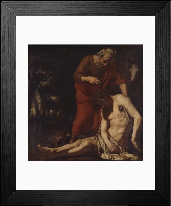 Framed Print : The Good Samaritan, by Joachim von Sandrart, 17th century, oil on canvas. - Italy, Lombardy, Milan, Brera Collection. Whole artwork view