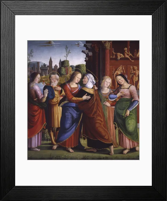 Framed Print : Visitation, attributed to Simone Fornari Moresini, 15th - 16th century, oil on canvas. - Italy, Lombardy, Milan, Castello Sforzesco, Civic Museum of Ancient Art Framed Print : Visitation, attributed to Simone Fornari Moresini, 15th - 16th century, oil on canvas. - Italy, Lombardy, Milan, Castello Sforzesco, Civic Museum of Ancient Art