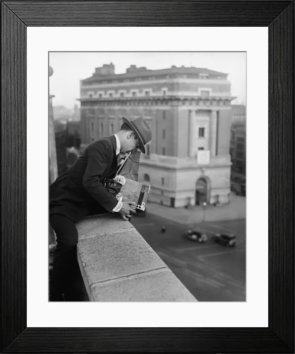 Framed Print : Washington, D.C. photographer taking a picture from the roof of a building, c. 1915-20 (BSLOC_2016_8_158) Framed Print : Washington, D.C. photographer taking a picture from the roof of a building, c. 1915-20 (BSLOC_2016_8_158)