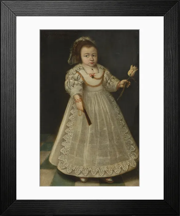 Framed Print : Sarra de Peyster, by an unknown Dutch artist in 1631. She was born in the Netherlands to Jacques de Peyster (1596-1655) and his wife, Catherine