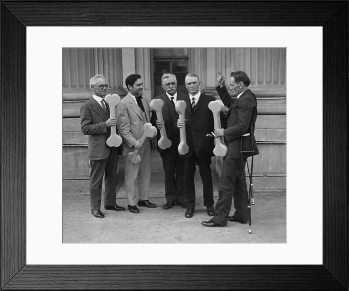 Framed Print : Congressman William Upshaw, joined by other Bone Dry men holding bone props at the U.S. Capitol