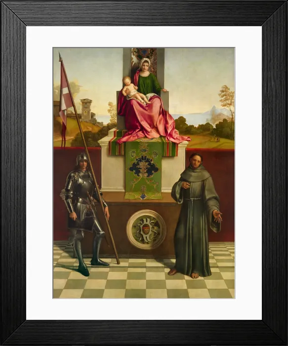Framed Print : Castelfranco Altarpiece, by Giorgio Gasparini said Giorgione, 1502, 16th century, oil on canvas, 200 x 152 cm. - Italy, Veneto, Castelfranco Veneto, Cathedral. Whole artwork view