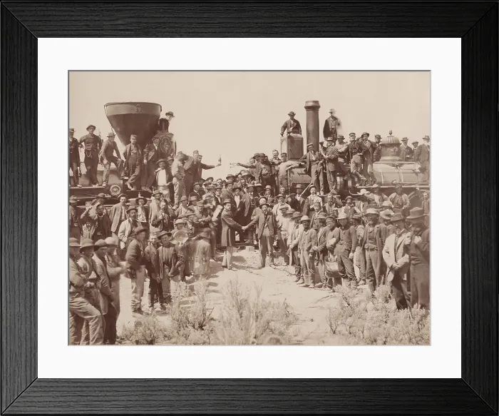 Framed Print : Union and Central Pacific Railroads joined their rails at Promontory Summit, Utah Territory on May 10, 1869. Andrew J