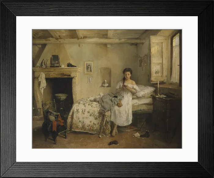 Framed Print : Sad Presentiment (Triste presentimento), by Girolamo Induno, 1862, 19th Century, oil on canvas, 67 x 86 cm - Italy, Lombardy, Milan, Brera Art Gallery. Whole artwork view Framed Print : Sad Presentiment (Triste presentimento), by Girolamo Induno, 1862, 19th Century, oil on canvas, 67 x 86 cm - Italy, Lombardy, Milan, Brera Art Gallery. Whole artwork view