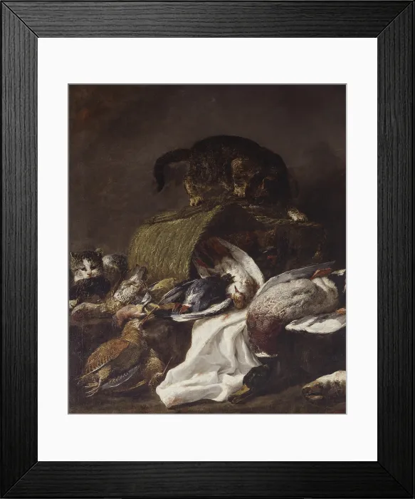 Framed Print : Still life with Game, by Jan Fyt, 1640 - 1655, 17th century, oil on canvas. - Italy, Lombardy, Milan, Brera Collection. Whole artwork view Framed Print : Still life with Game, by Jan Fyt, 1640 - 1655, 17th century, oil on canvas. - Italy, Lombardy, Milan, Brera Collection. Whole artwork view