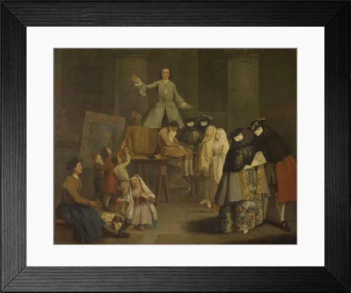 Framed Print : The tooth-puller, by Pietro Longhi, 1746 - 1752, 18th century, oil on canvas. - Italy, Lombardy, Milan, Brera Collection. Whole artwork view. A tooth-puller in a Venetian square Framed Print : The tooth-puller, by Pietro Longhi, 1746 - 1752, 18th century, oil on canvas. - Italy, Lombardy, Milan, Brera Collection. Whole artwork view. A tooth-puller in a Venetian square