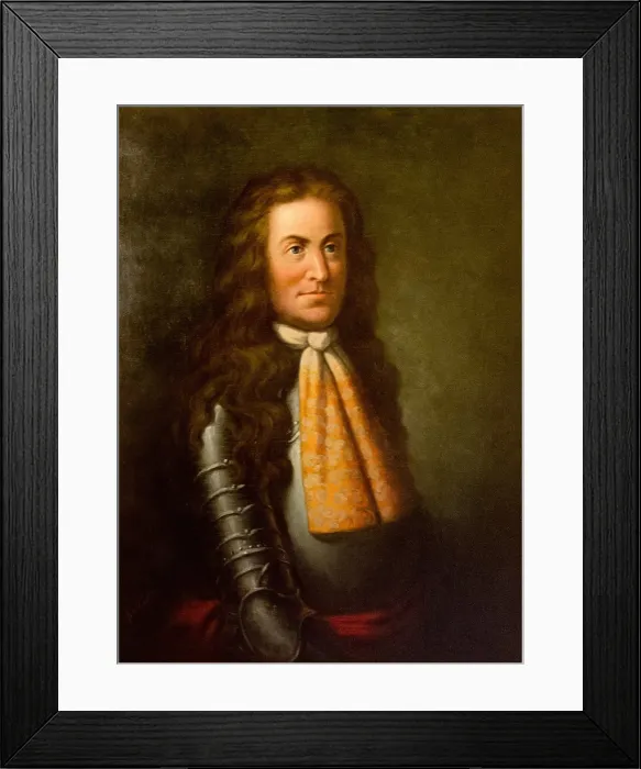 Framed Print : Sir Edmund Andros, by Frederick Stone Batcheller, 19th century painting, oil on canvas