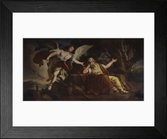 Framed Print : Elijah and the Angel, by Francis Maggiotto, 18th century, oil on canvas. - Italy, Veneto, Venice, St John's Church in Bragora. Whole artwork view Framed Print : Elijah and the Angel, by Francis Maggiotto, 18th century, oil on canvas. - Italy, Veneto, Venice, St John's Church in Bragora. Whole artwork view