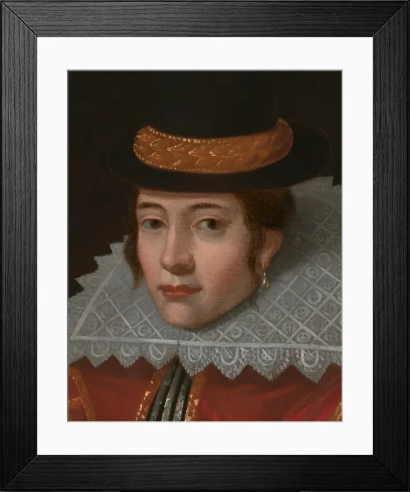 Framed Print : Close-up detail of a portrait of Pocahontas. This is a third generation copy of the original painting, created in the 17th or 18th century (BSLOC_2020_1_153) Framed Print : Close-up detail of a portrait of Pocahontas. This is a third generation copy of the original painting, created in the 17th or 18th century (BSLOC_2020_1_153)