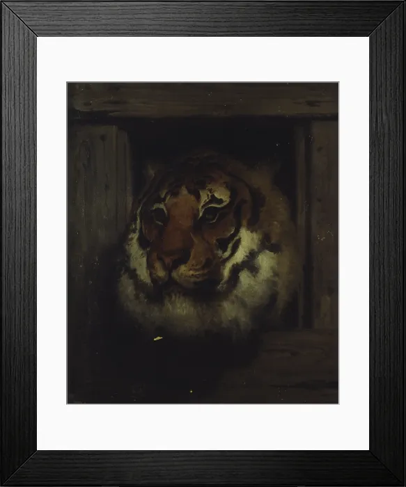 Framed Print : Head of Tiger (Testa di tigre), by Francesco Hayez, c. 1860-1865, 19th Century, oil on canvas, 56, 5 x 66 cm - Italy, Lombardy, Milan, Brera Academy. Whole artwork view Framed Print : Head of Tiger (Testa di tigre), by Francesco Hayez, c. 1860-1865, 19th Century, oil on canvas, 56, 5 x 66 cm - Italy, Lombardy, Milan, Brera Academy. Whole artwork view