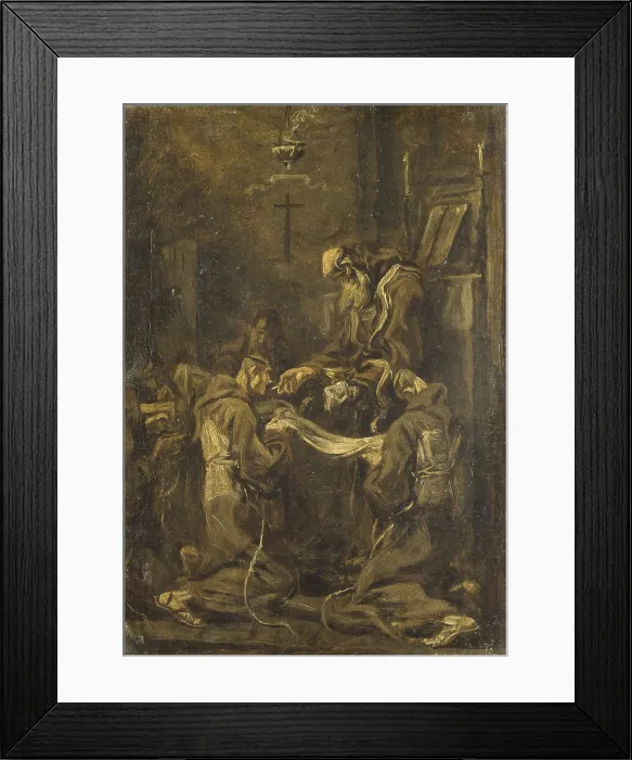 Framed Print : Communion of the Capuchins (Comunione di frati cappuccini), by Alessandro Magnasco known as Lissandrino, 18th Century, oil on canvas, 36 x 25 cm - Italy, Emilia Romagna, Bologna