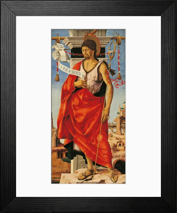 Framed Print : Griffoni Polyptych St John the Baptist, by Francesco Del Cossa, 1470 - 1473 about, 15th Century, tempera and oil on panel, cm 112 x 55 - Italy, Lombardy, Milan, Brera Art Gallery