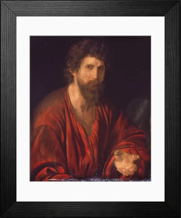 Framed Print : Figure of Apostle or Prophet (Figura di apostolo o di profeta), by Giovanni Girolamo Savoldo, 1521-1535, 16th Century, oil on panel, 60 x 70 cm - Private collection