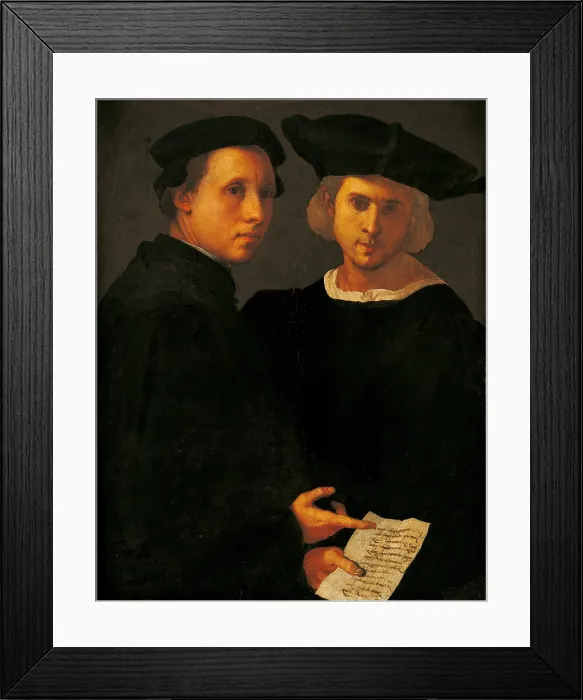 Framed Print : Portrait of Two Friends, by Jacopo Carrucci know as Pontormo, 1522 - 1524 about, 16th Century, oil on panel, cm 95 x 75 - Italy, Veneto, Venice, Earl Vittorio Cini Collection Framed Print : Portrait of Two Friends, by Jacopo Carrucci know as Pontormo, 1522 - 1524 about, 16th Century, oil on panel, cm 95 x 75 - Italy, Veneto, Venice, Earl Vittorio Cini Collection
