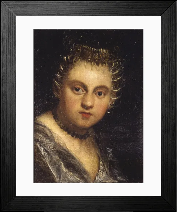 Framed Print : Portrait of a Young Girl (Ritratto di giovinetta), by Jacopo Negretti known as Palma il Giovane, 1590-1595, 16th Centry, oil on canvas - Private collection. Whole artwork view