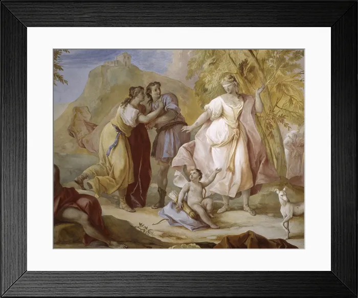 Framed Print : Game of Blind Man's Buff (Gioco della mosca cieca), by Jacopo Guarana, c. 1770, 18th Century, fresco - Italy, Veneto, Padua, Valnogaredo, Villa Contarini Rota Piva