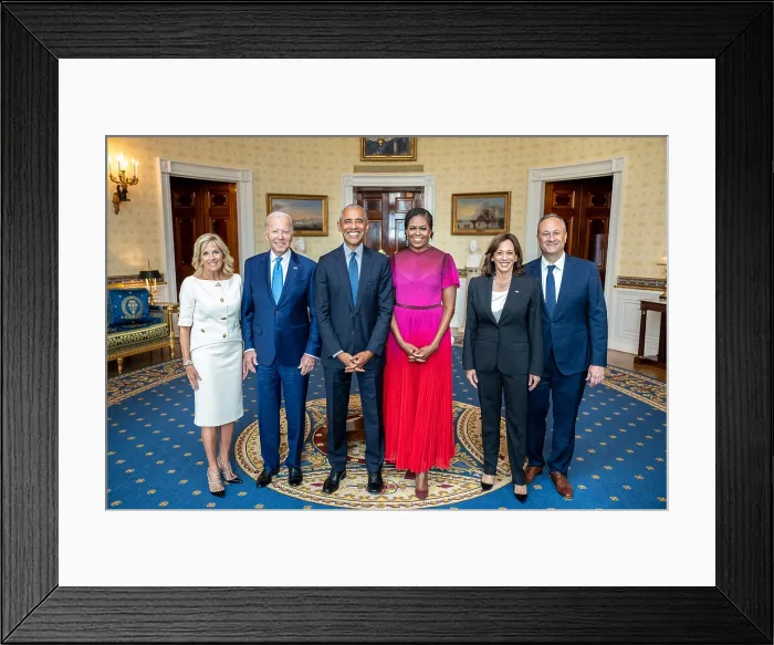 Framed Print : President Joe Biden and First Lady Jill Biden pose with former President Barack Obama, former First Lady Michelle Obama Framed Print : President Joe Biden and First Lady Jill Biden pose with former President Barack Obama, former First Lady Michelle Obama