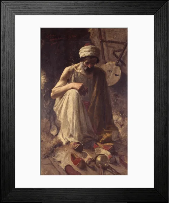 Framed Print : Arabian Man (Arabo), by Giovan Battista Todeschini, 1890, 19th Century, olio on canvas, 91 x 151 cm - Italy, Lombardy, Milan, Brera Academy. Whole artwork view