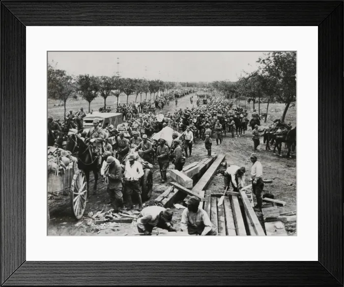 Framed Print : Advance of a column of Japanese Troops on route from Shanghai to Nanking, China. Aug. 12, 1937. (BSLOC_2014_7_26)