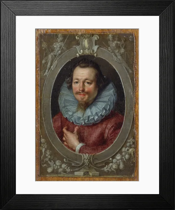 Framed Print : Portrait of Johan de Witt, by Wtewael Joachim Antonisz, 1590 - 1610, 16th - 17th Century, oil on board, 19, 5 x 14 cm - Italy, Lombardy, Milan, Castello Sforzesco