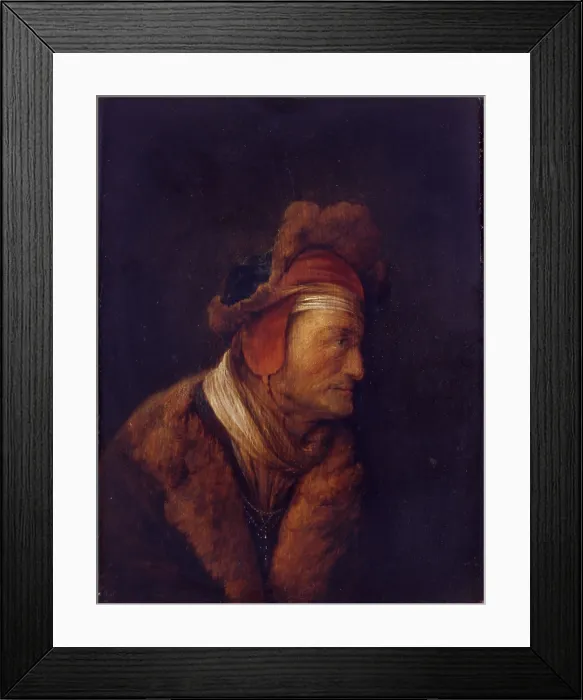 Framed Print : Man in Profile with Hat and Fur Collar, by Christian Wilhelm Ernst Dietrich, ca