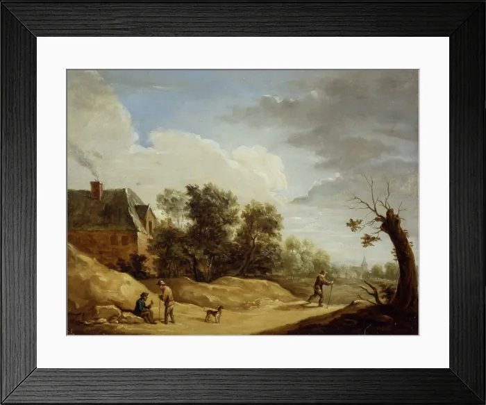 Framed Print : Landscape with Wanderers, after David Teniers II, second half of the 17th Century, oil on board, 27, 5 x 21, 5 cm - Italy, Lombardy, Milan, Castello Sforzesco
