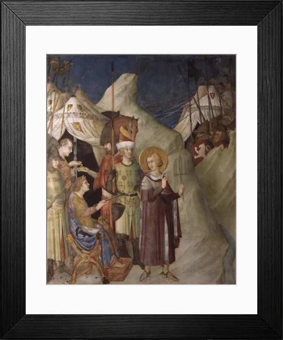 Framed Print : St. Martin of Tours Gives up Army, by Simone Martini, 1315 - 1316, 14th Century, fresco, 265 x 250 cm - Italy, Umbria, Assisi, Lower Basilica of Saint Francis from Assisi