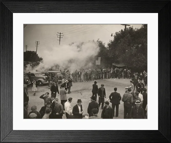 Framed Print : Labor violence in the steel industry. June 27, 1939. While U.S. Steel (Big Steel) accepted unionization, the rest of the industry (Little Steel) continued to resist until 1942 Framed Print : Labor violence in the steel industry. June 27, 1939. While U.S. Steel (Big Steel) accepted unionization, the rest of the industry (Little Steel) continued to resist until 1942