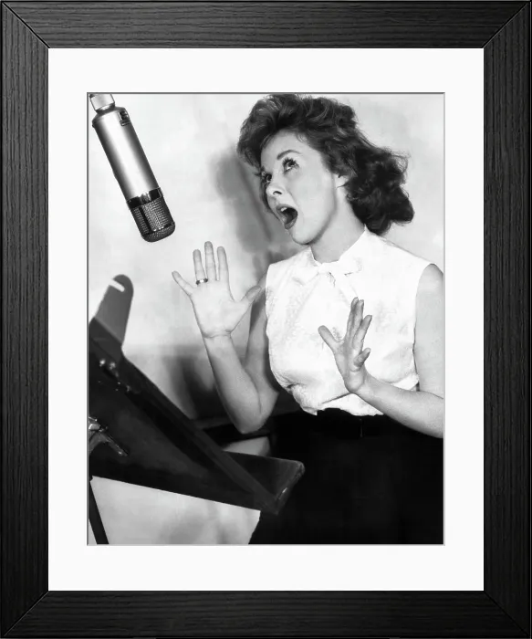 Framed Print : I'LL CRY TOMORROW, Susan Hayward at recording session, 1955