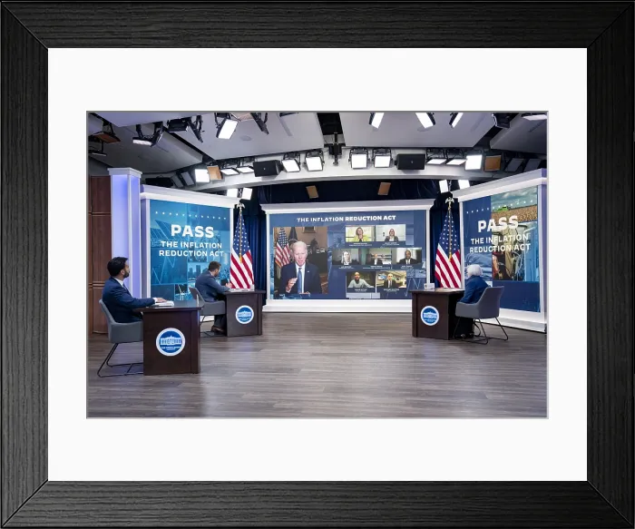 Framed Print : President Joe Biden hosts a virtual meeting with labor and business leaders to promote the benefits of the Inflation Reduction Act, Aug. 4, 2022 Framed Print : President Joe Biden hosts a virtual meeting with labor and business leaders to promote the benefits of the Inflation Reduction Act, Aug. 4, 2022