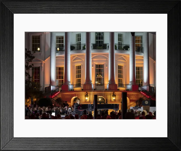 Framed Print : Sir Elton John performs on the South Lawn of the White House, Sept. 23, 2022
