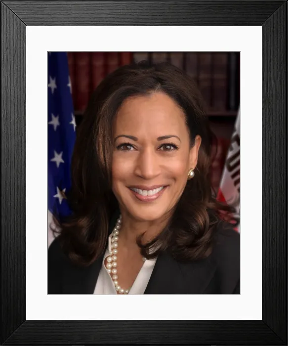 Framed Print : Kamala Harris in her official Senatorial portrait. She was elected to the Senate from California in 2016